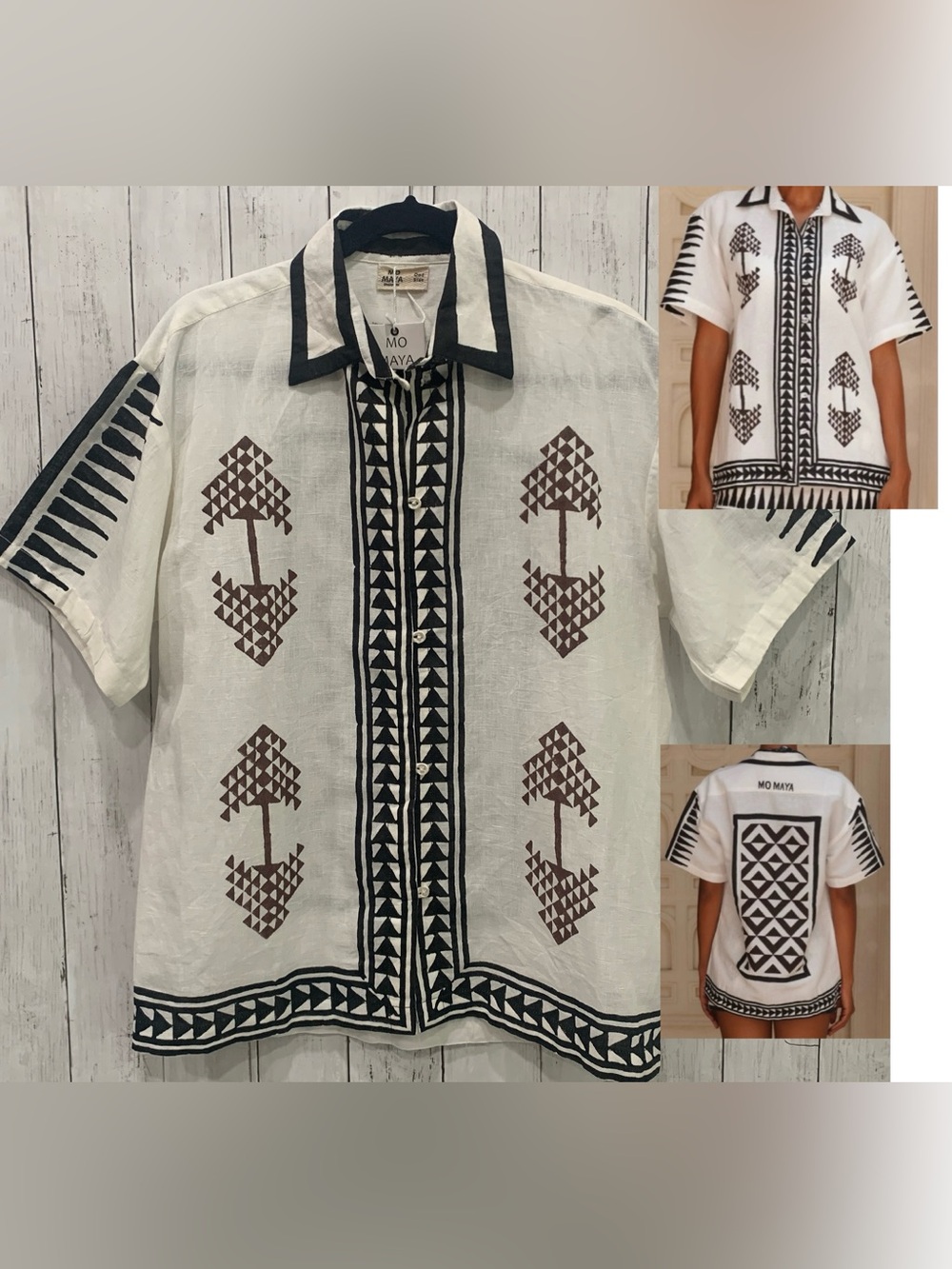 Mo Maya Singapore Tara 100% Linen Unisex Shirt  One Size MSRP $169